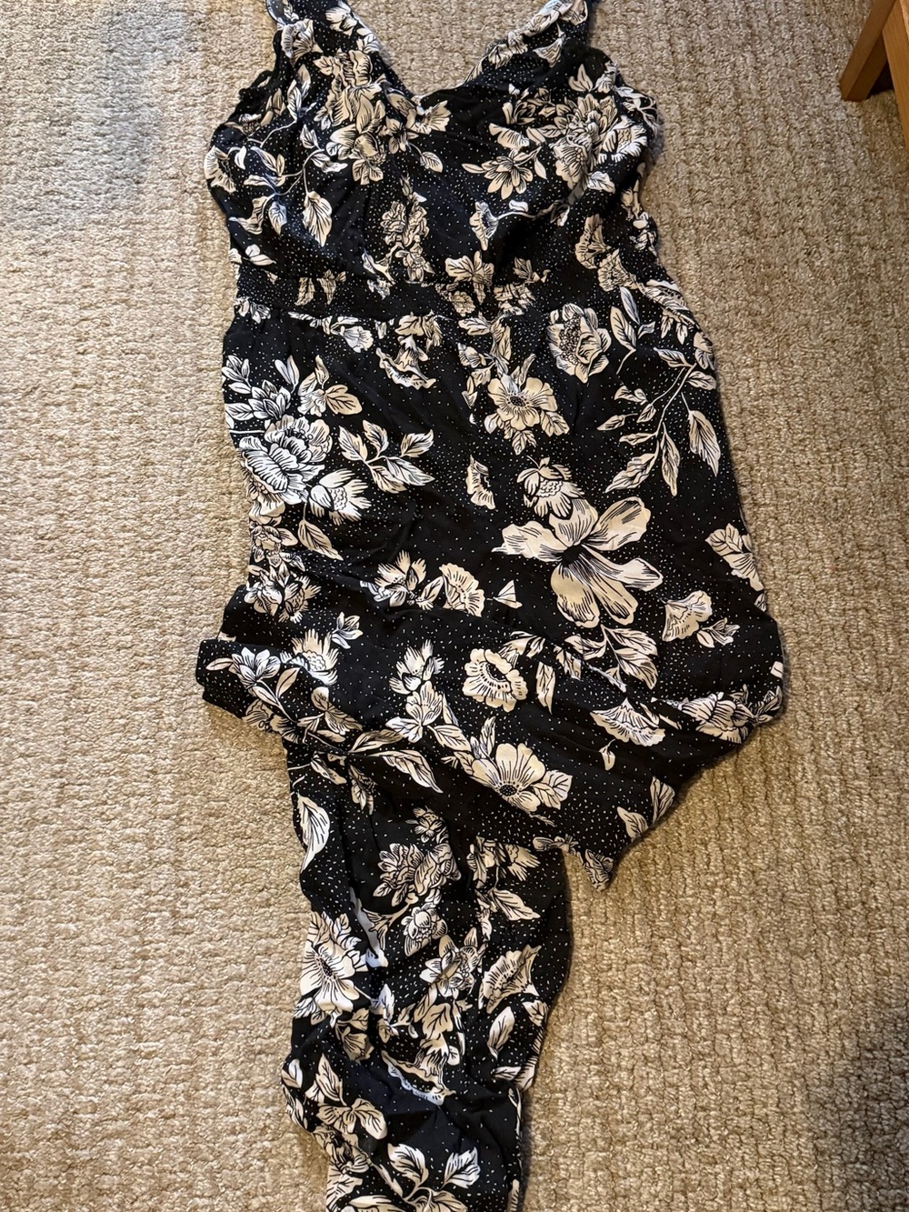 Addition Elle Black and White Floral Wrap Jumpsuit